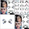 Party Masks Festive Supplies Home Garden 3D Crystal Tattoo Eye Gems Stickers Face Body Jewels Festival Glitter Fancy Makeup Beauty Tool Dr