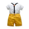 Toddler Barnkläder Set Boys Passar Kläder Passar För Bröllop Formell Party Baby Shirt Bow Shorts Belt Kids Boy Ytterkläder AA220316