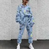 Tie Dye Solto Tracksuits Lounge desgaste Mulheres Casual Dois Peça Set Spring Street T-shirt Tops e Jogger Ternos 2pcs Roupas 220315