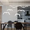 Lampes suspendues nordique créatif mouette lumières acrylique lampe à LED barre salle à manger Suspension Luminaire cuisine luminairesPendentif