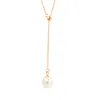 Pendant Necklaces Fashion Pearl Long Necklace For Women Wedding Jewelry Luxury Rose Gold Color Female & PendantsPendant