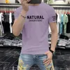 Short Sleeve Men's T-Shirts Pure Cotton Korean Fashion Casual Letter Print Slim Male Tees 2022 New Trend Middle-aged Young Summer Multicolor Top Clothing M-4XL