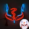 Demon Slayer Glödande EL Wire Mask Kimetsu Inga Yaiba karaktärer Cosplay Kostym Tillbehör Japansk Anime Fox Halloween LED Mask GG0526