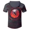 Man Kolorowa z kapturem Tshirt 3D drukowana osobowość Tshirt czerwone oczy terror męskie koszulka koszulka hurtowa 220623