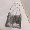 Bolsa feminina designer prata metal lantejoulas corrente tecido saco oco sacos de noite embreagem feminina viagem férias bolsa ombro Handbag243h