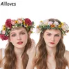 Ślub Garland Peony Flower Crown Headpies Spring Summer Women Bride Bridesmaid Różowa kwiatowa opaska do włosów Bohemian Beach Wedding Party Elastery Headwear CL0490