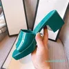 Moda-Diseñador de lujo sandalias de mujer zapatillas con suela de goma tacones cuadrados calidad una variedad de colores