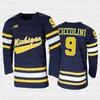 C202 Michigan Wolverines College Hockey Navy Replica Jersey 4 Cam York 7 Ник Блантенбург 9 Эрик Чикколини Бениерс Джонсон Бриссон Пауэр Манн