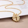 Chokers Magnetische Falten vier Blattklee Halskette für Frauen Zirkon Kristall Herz Halsketten Hochzeit koreanische Juwelier-Collier-Geschenkschreiber