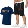 Camisas casuais masculinas camiseta masculina e shorts terno esportivo de 2 peças Defina algodão de manga curta Tops Jogger Sortpants Male clo clo clo