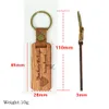 Personalized Beech wooden Leather Keychain Blank Round Rectangle Carving Pendant Accessories Luggage Decoration Key Ring DIY Thanksgiving Day Gift