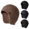 Boinas Color sólido Protector de oídos Sombrero de punto Grueso Cálido Capucha Protección Otoño Invierno Ciclismo Gorros para correr para hombresBoinas