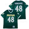 Chen37 Men High School 48 Rob Gronkowski Williamsville Spartans Jersey Calcio Puro cotone Sport Team Colore Verde Tutto cucito Traspirante Buono