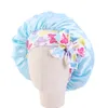 Solid Color Satin Nightcap with Straps Hair Scarf Adjustable Sleeping Nightcap Hat Baby Bow Bandana Kids Girls Boys DE692