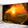 Grotte lever du soleil tapisserie bohème mur Art autocollants tapis esthétique chambre décoration pendentif Tapiz De Pared J220804