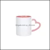 Muggar Drinkware Kitchen Dining Bar Home Garden SubliMation Ceramic Mug With Heart Handlea 320 ml White Cups Colorf Inner Coating Water Bottl
