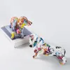 Creative Colorful Wolfdog Dachshund Ornaments Home Entrance Wine Cabinet Decoration Office Desktop Resin Crafts 220421