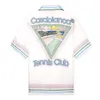 카사블랑카 22ss 테니스 클럽 트라이앵글 프린트 하와이안 셔츠 캐주얼 루즈 남성과 여성 반팔 셔츠 버튼 업 카사블랑