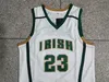 Джерси для средней школы Сент-Винсент Мэри, ирландский Леброн 23, баскетбольная рубашка Джеймса, зелено-белая майка с вышивкой для колледжа Джеймса Эда, 2022 Ncaa
