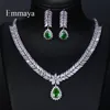 Emmaya Luxury AAA Cubic Zircon 4 Colors Water Drop Wedding Earrings Necklace For Women Bridal Jewelry Sets Party Accessories 220812