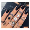 Bagues De Bande Bijoux De Mode Rétro Sier Knuckle Anneau Ensemble Antique Cristal Diamant Couronne Coeur Drop Stacking Midi Livraison Dhstv