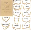 Gold Plated 12 Constellation Horoscope Sign Astrology Zodiac Star Necklace Birthday Gifts for Women Girls