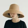 Lunadolphin ręcznie robione kobiety letnie kapelusz słoneczny duży okap plażowy japoński hepburn wakacyjny fold rybakowy temperament płaski 220627