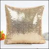 Taie d'oreiller Literie Textiles de Maison Jardin Ll Imprimer Jeter Canapé Coussin Er Taie D'oreiller Solide Sequin Gl Dhzh2