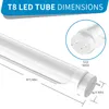 JESLED T8 LED Tube Lights 4FT G13 Dural Row Clear Cover Frosted Covers 5000K 28W Daylight White Garage Shop Office Lights