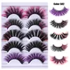 Hand Made Reusable 5 Pairs Color False Eyelashes Set Soft Light Thick Curly 3D Fake Lashes Multilayer Eyelash Extensions Makeup Accessory For Eyes