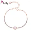 Chaîne à maillons CiNily Blanc Rose Créé Opale Pierre Coeur Bracelets Bracelets Argent / Roes Plaqué Or Bijoux De Fête Pour FemmeLien Lars22