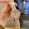 Luxo Roman Bling Hip Hop Full Iced Out Watch 36mm Quartz Rhinestone Diamonds Watches Mulheres amantes