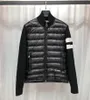 Men Stand Collar Coat Wool Knitting Splicing Design Down Jacket Outerwear White Black Color Size M-XL