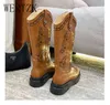 Botas Mujer Combate Nueva Plataforma Estilo Punk Mujer Zapatos Casuales Moda Mariposa Bordado Stivali Western Gladiator 220709