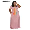 Plus Size Dresses FAGADOER Casual Print Loose Floor Women Round Neck Short Sleeve Robe XL-5XL Fashion Streetweat Vestiods 2022