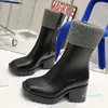 Fashion-Women Boots PVC Rubber Platform Knee-high tall Rain Cashmere Boot Black Waterproof Welly hloe Shoes Outdoor Rain