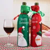 6 PCSLOT Santa Claus Red Wine Bottle Bag Set Juldekorationer Festival Snowman Patterns paljetter Presentv￤skor Navidad 201027