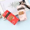 Luxury Letter Silk Scarf Keychains Lipstick Box Key Rings Fashion Design PU Leather Purse Pendant Car Keyring Chain Charm Men Women Brown Flower Mini Bag Trinkets