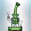 Bongs en verre Narguilés à base lourde 4 mm d'épaisseur 14 mm Joint femelle Tornado Recycler Tuyaux d'eau Pomme de douche Perc Cou plié Huile Dab Rigs avec bol