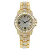 Iced Out Baguette Watch Quartz Gold Hip Hop Wrist Watch with Micropave CZ Rose Gold /Sier Color Collder Hours