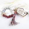 Keychains 12pcs Checkered Pattern Beads Keychain For Car Keys Tassel Wrist Keyrings Bracelet Fashion Anti-lost Useful Women Key Chains