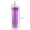 Fast Delivey16oz Slim Clear Cumbler Tumbler Двойная стена акриловая бутылка с водой красочный сок тумблер домашний поставщик на день рождения подарки Ee