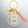 Keychains Tassel Keychain For Women Luxury 26 Alphabet Letter Car Key Chain Bag Accessories Gold Color Rhinestone Female JewelryKeychains Em