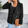 Double-breasted Suit Jacket Corduroy Coats Women Jackets Thick Women Clothing Slim Tops America Autumn and Winter Clothes 18119