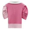 519 2022 Summer Kint Short Sleeve Lapel Neck märke samma stil tröja rosa pullover kvinnors kläder binfen