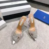 Aquazzura designer di alta qualità tacchi nuovi sandali da donna Red Bottoms Heels crysta fibbia party abito da sposa scarpe tacco cinturino posteriore sexy sandalo suola in pelle 100%