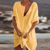 Cotton Tunics for Beach Women Swimsuit Coverups Woman Swimwear Cover up wear Mini Dress Sai de Praia Drop 220701