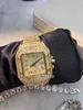 Personality Square wrist watch icy out diamond Gold charm women men fashion watch