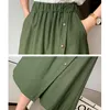 Fashion Summer Korean Style Cotton Wide Leg Capris Women Short Pants High Elastic Bud Waist Shorts Skirts Female W220322