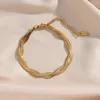 18K vergulde waterdichte gevlochten gevlochten visgraatketting ketting armbanden set groothandel roestvrijstalen sieraden voor vrouwen 220812